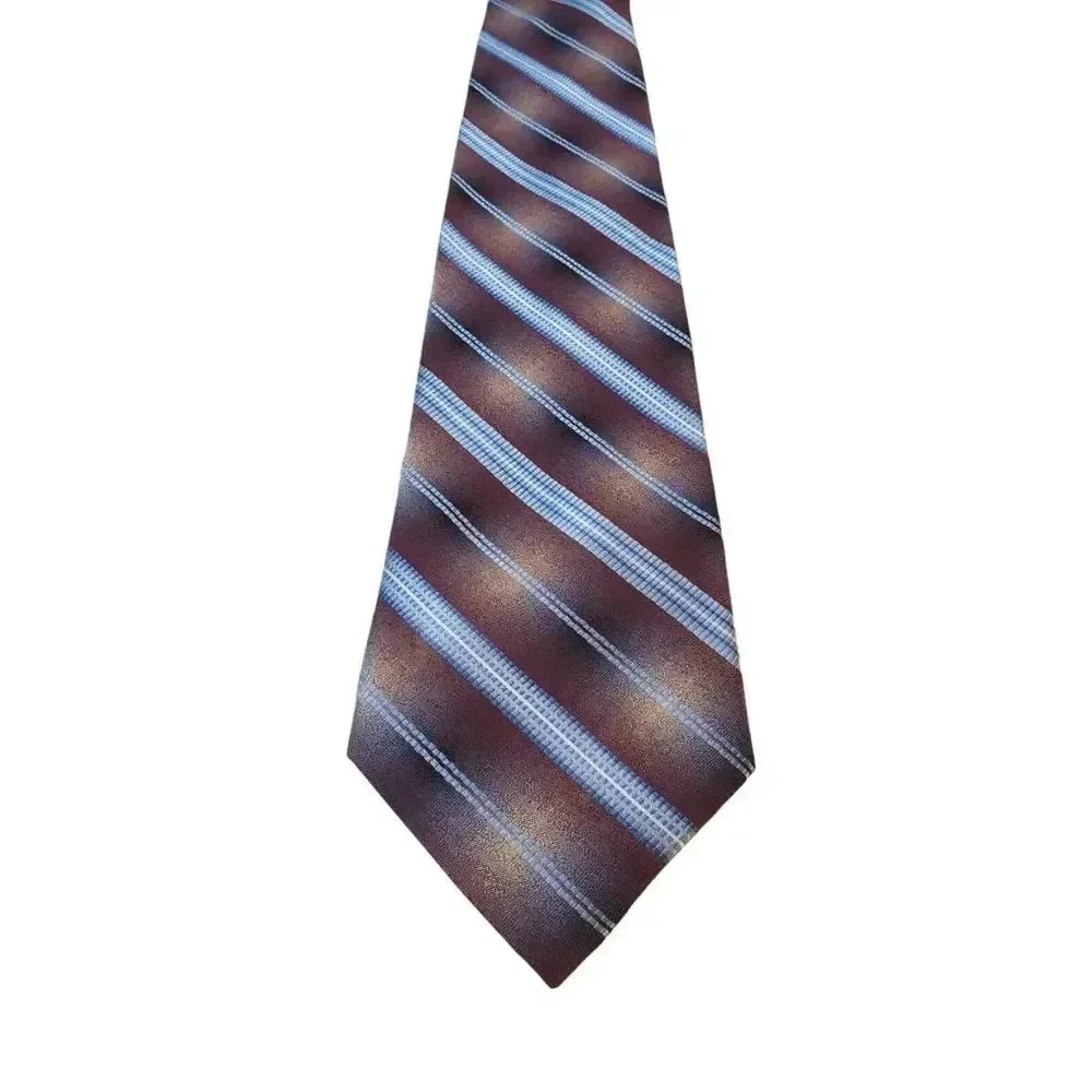 Pronto-Uomo Neck Tie Mens Blue Striped Luxury 100% Silk Handmade Business Power